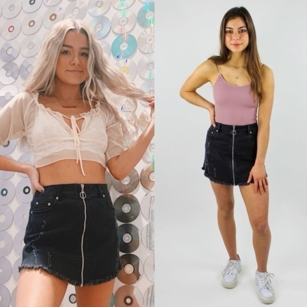 2/$25 Dance & Marvel High Waist Distressed Denim Skirt